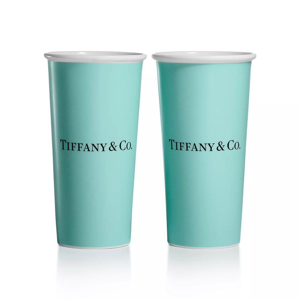 NWT Tiffany & Co. Set of (2) Large Coffee Cups in ‘Tiffany Blue’ Bone China